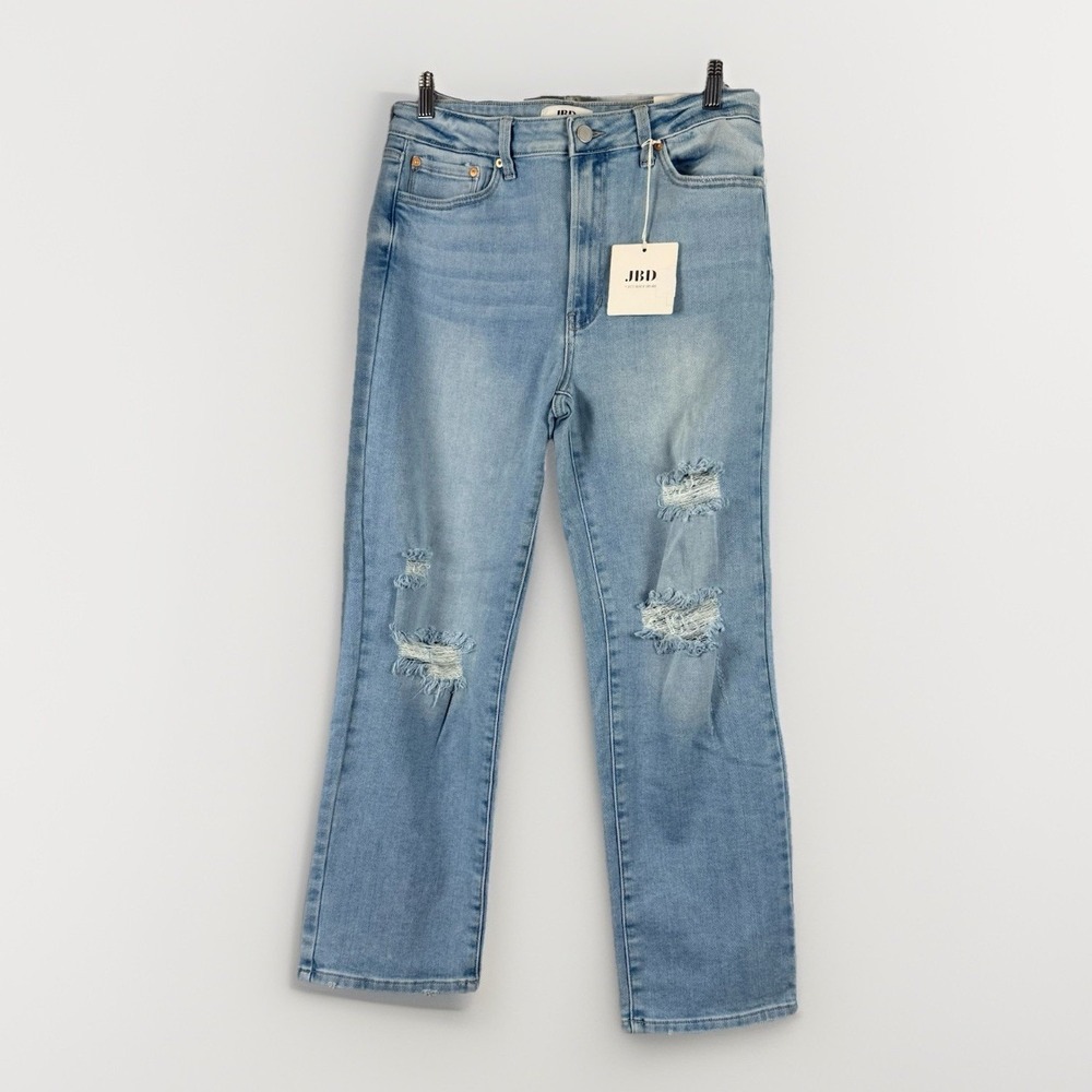 JBD Just Black Denim The Natalie Distressed Slim Fit Jean Blue Wash / Women's 31
